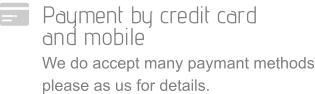 Payment by credit card  and mobile We do accept many paymant methods please as us for details.